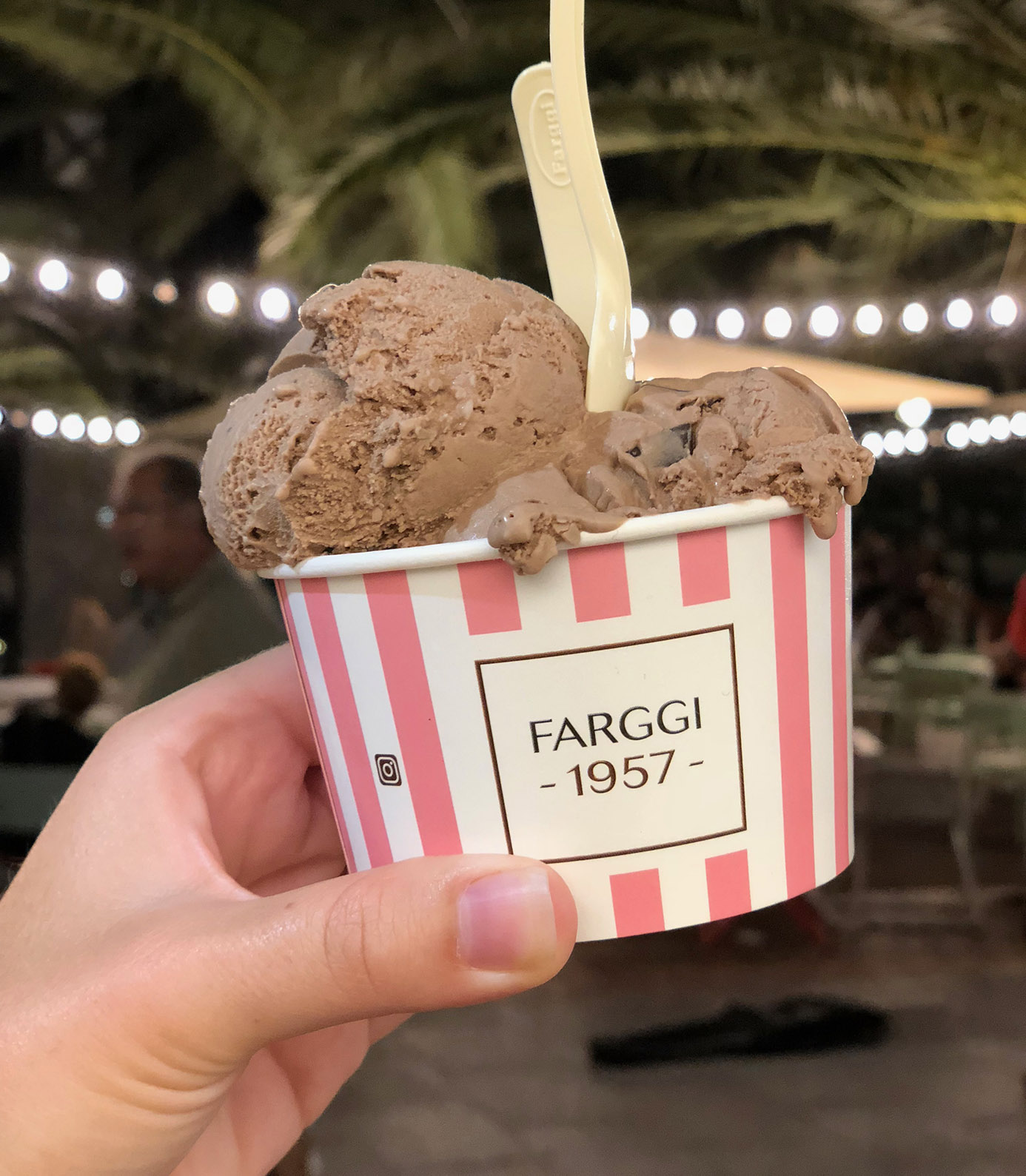 Ice cream at night in Barcelona